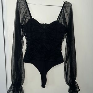 Black Lace Long Sleeve Bodysuit